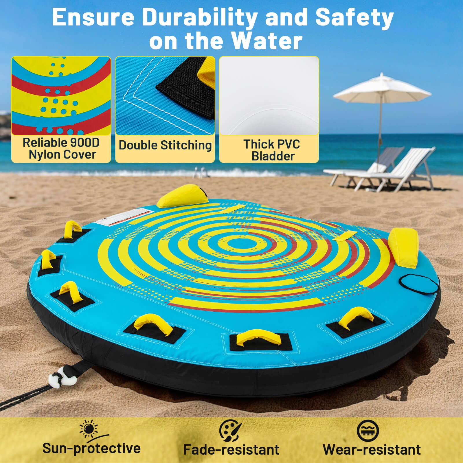 Ensure Durability and Safety on the Water
Reliable 900D Nylon Cover
Double Stitching
Thick PVC Bladder
Sun-protective
Fade-resistant
Wear-resistant