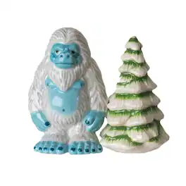 Pacific Trading - Yeti With White Pine Tree Ceramic Magnetic Salt and Pepper Shaker Set - Multicolor