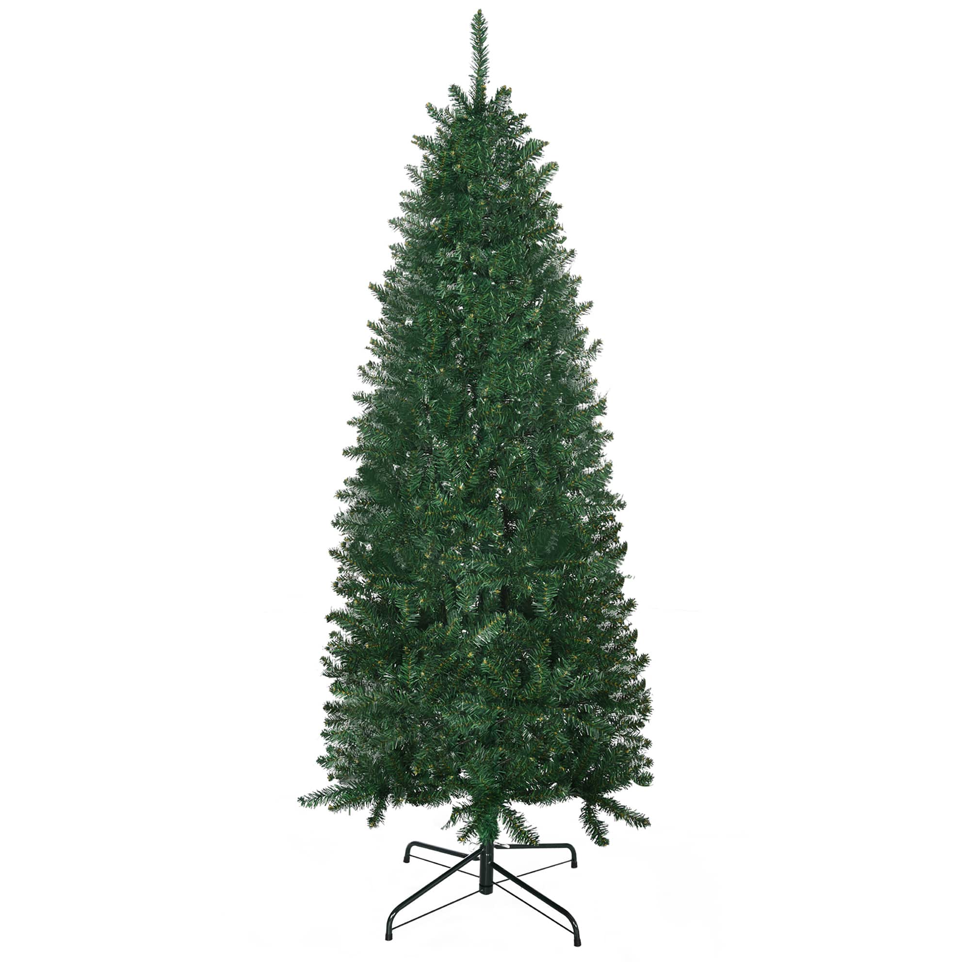 Front. Homcom - Tall Unlit Slim Fir Artificial Christmas Tree with Realistic Branches, and 583 Tips - Green.