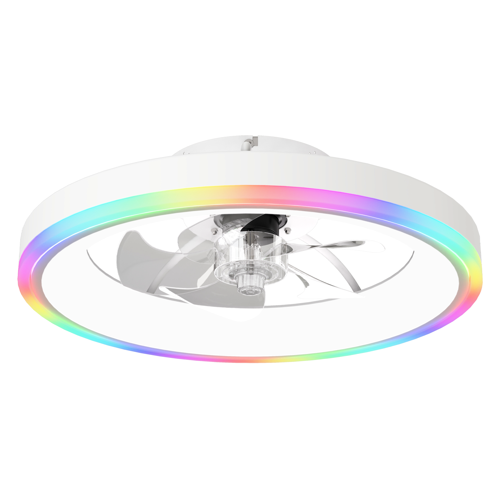 Alt View 6. Loheer - Loheer Flush Mount Ceiling Fan with Light, Modern Low Profile RGB LED Fan with Remote App Control for Bedroom.