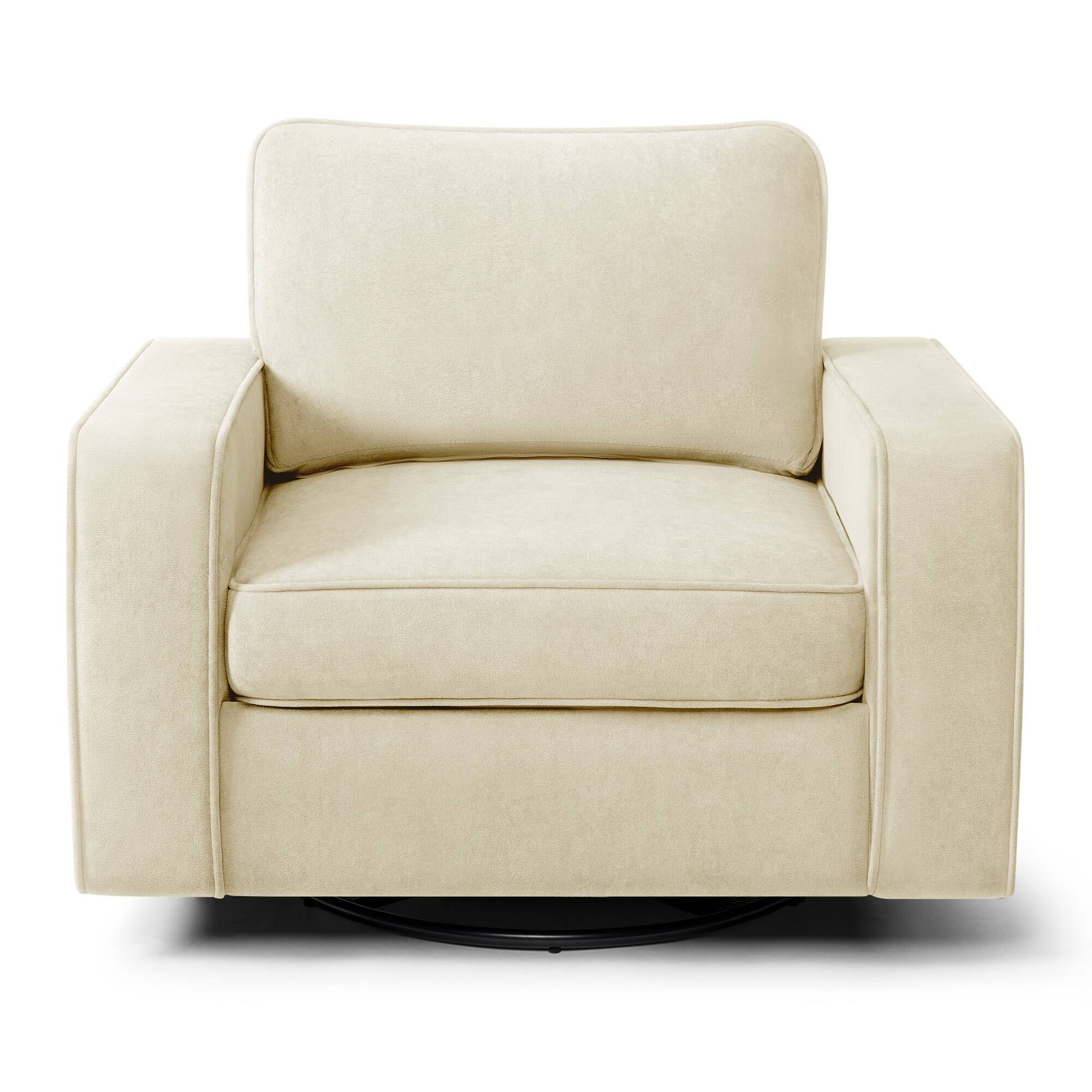 Angle. Brick Attic - 36.2"Wide Swivel Accent Chair,360° Rotation Upholstered Comfortable Cushioned Seating, Pillowback Glider Rocking Chair - Beige.