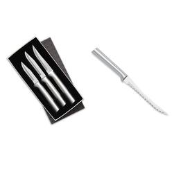 Rada - 3 Piece Paring Knives Galore Set & 5-Inch Tomato Slicer Stainless Steel Serrated Blade, Handles - Silver