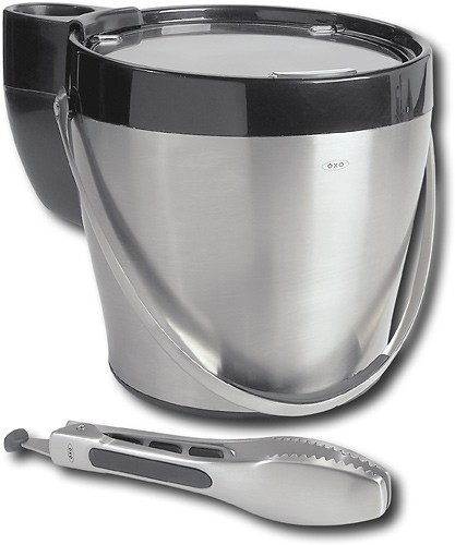 Best Buy: OXO SteeL 4-Qt. Ice Bucket with Ice Tongs and Holder  Stainless-Steel 1058009