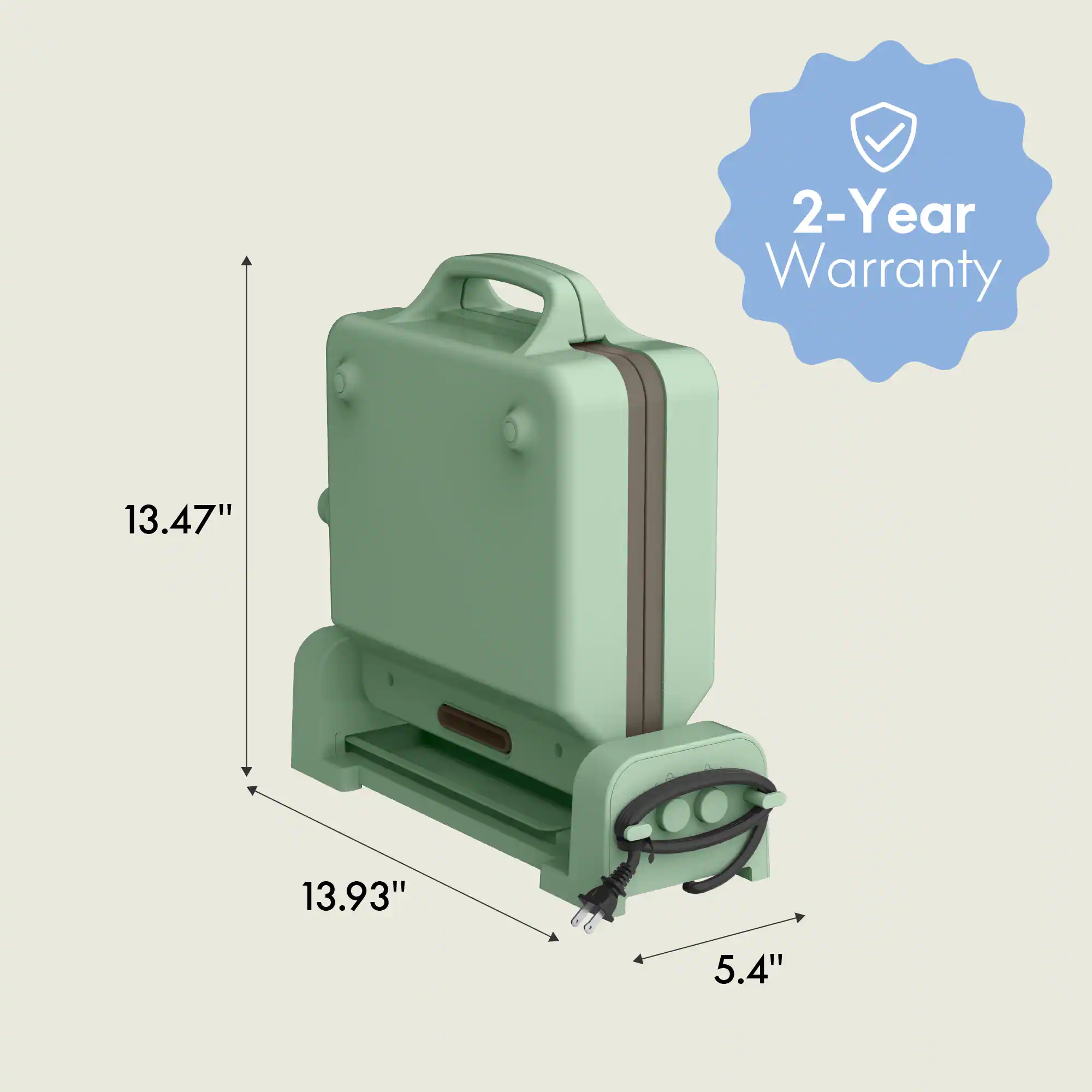 2-Year Warranty

13.47"  
13.93"  
5.4"