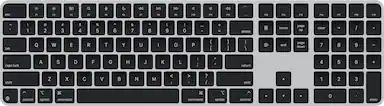 The text on the image is a list of keys on a keyboard. The keys are grouped as follows:
1. Function keys: F1 to F12
2. Numeric keys: 1 to 9, and 0
3. Modifier keys: shift, control, option, and command
4. Navigation keys: home, page up, page down, end, and arrow keys
5. Punctuation keys: @, #, $%, &, ., /, +, -, and delete
6. Numeric keypad keys: 7, 8, 9, and clear
7. Navigation keys: up, down, left, and right arrow keys
8. Function keys: F13 to F19
9. Numeric keypad keys: 1 to 9, and 0
10. Function keys: F1 to F12
The image shows a close-up of a keyboard with the keys grouped as described above.