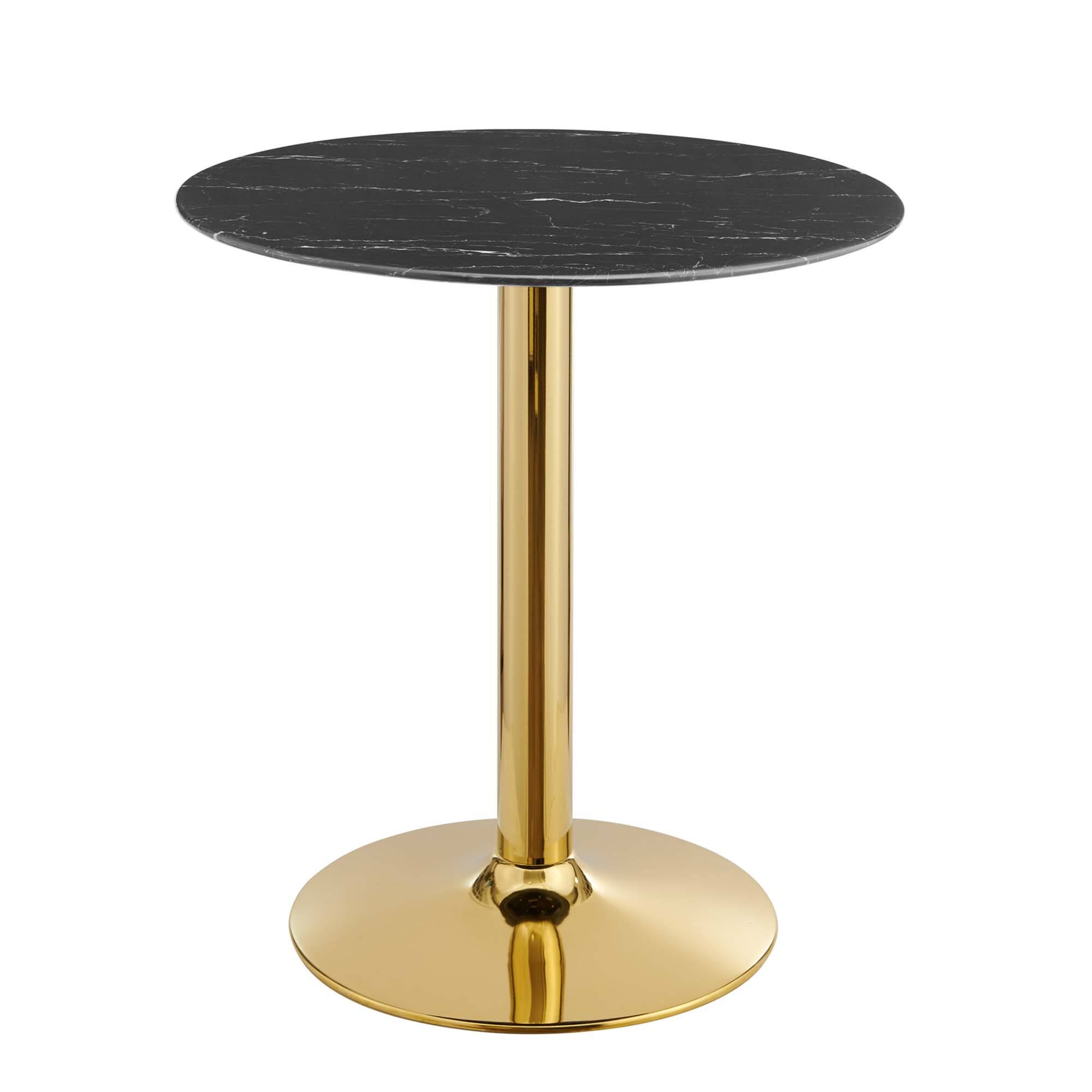 Angle. Modway - Verne 28" Artificial Marble Dining Table by Modway - Gold Black.
