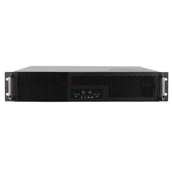 Angle. SilverStone - RM23-502 2U dual 5.25" drive bay ATX rackmount industrial storage server chassis with USB 3.1 Gen1 interface.