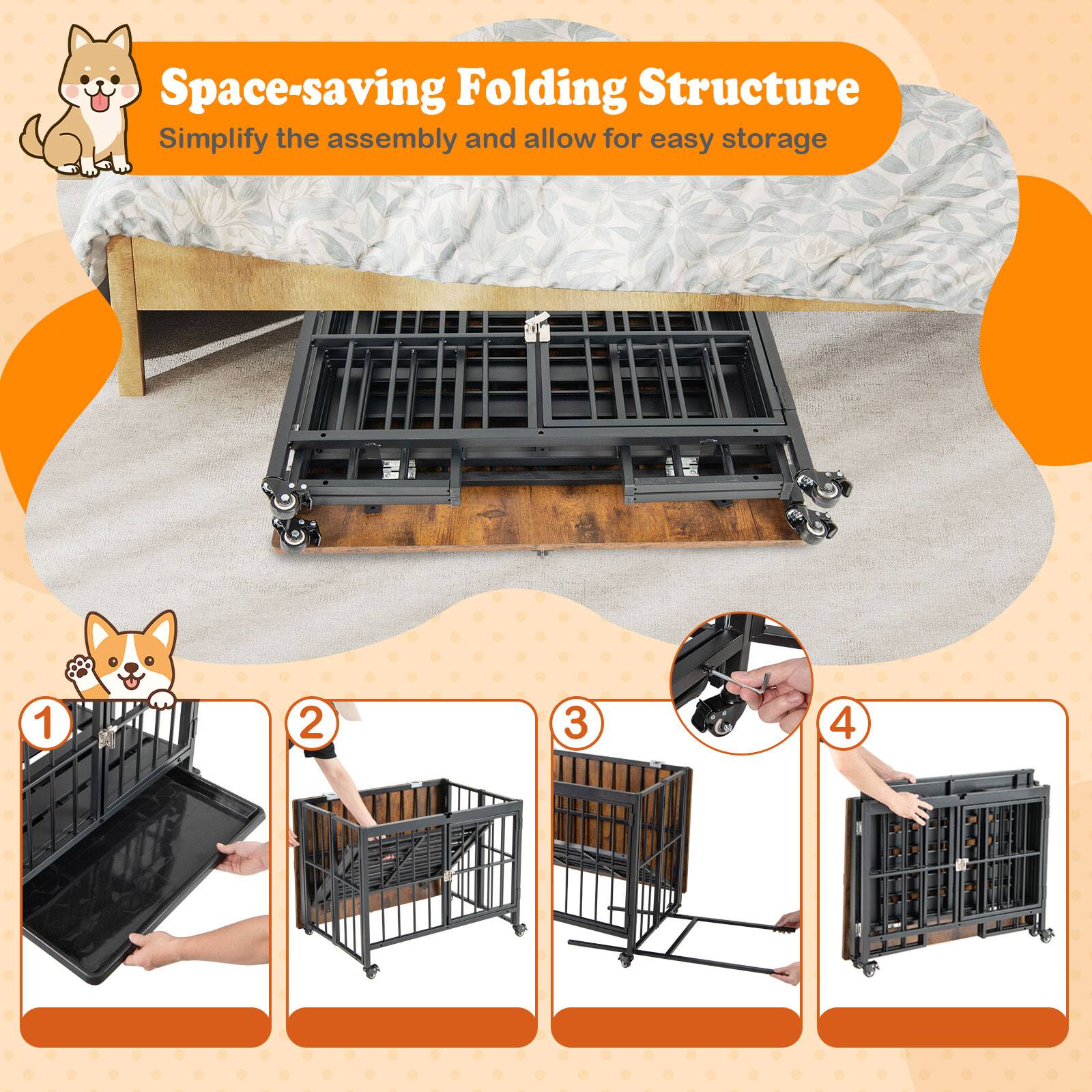 Space-saving Folding Structure  
Simplify the assembly and allow for easy storage  

1  
2  
3  
4