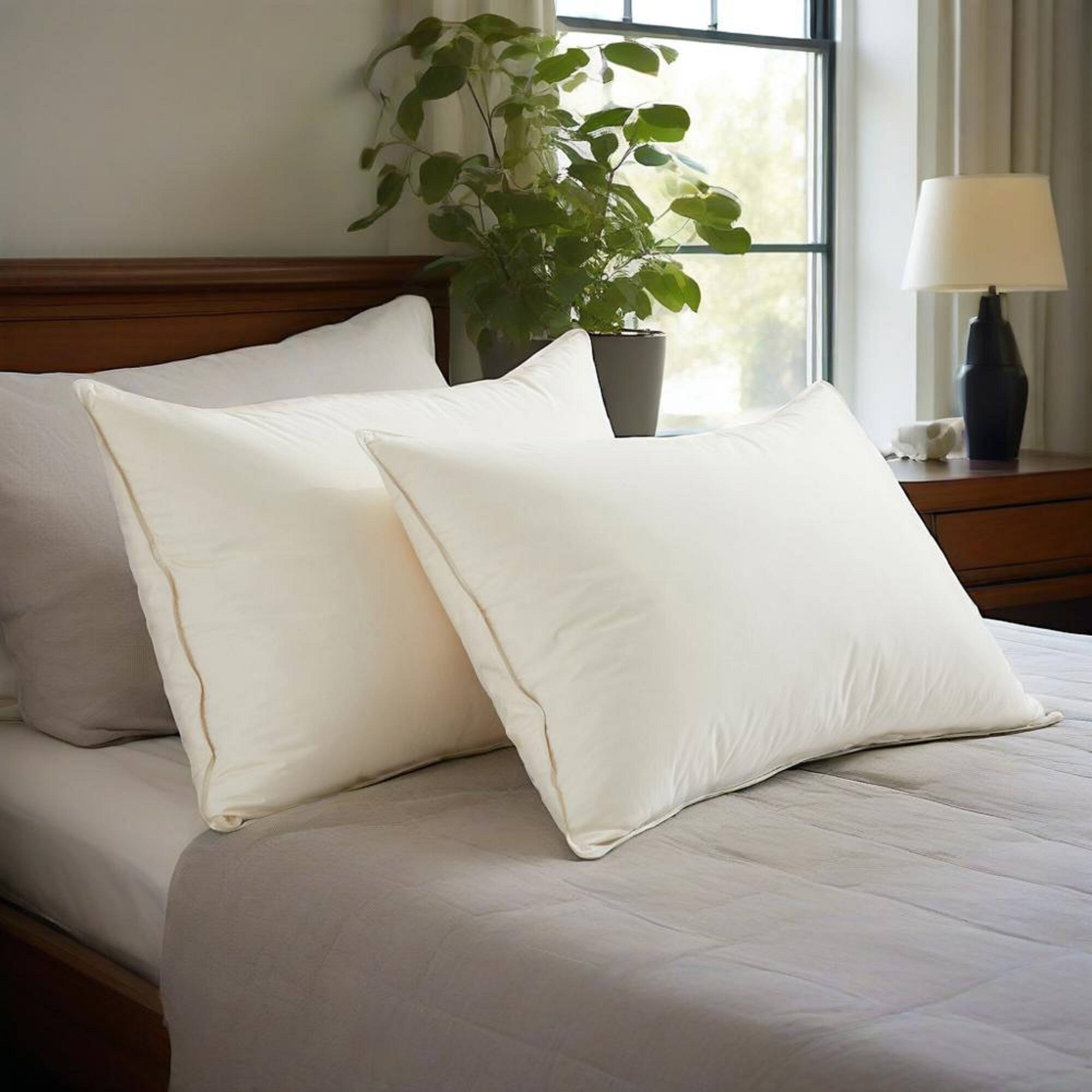 Angle. Peace Nest - Peace Nest 300TC Organic Cotton White Down Bed Pillow Medium Firm - Off-white.