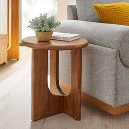 Rivian Round Side Table by Modway - Walnut