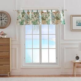 Barefoot Bungalow - Atlantis Corals And Seashells Window Valance With 3" Rod Pocket84x19" - Jade