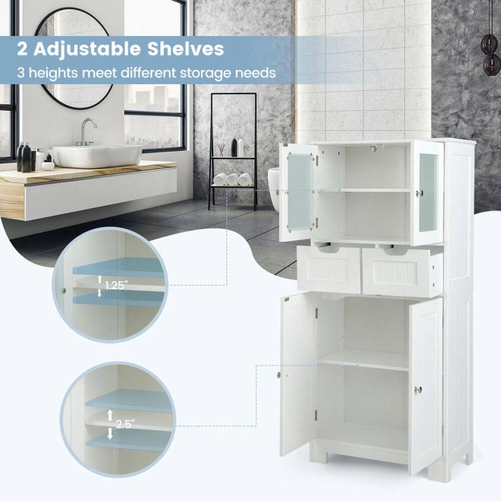 2 Adjustable Shelves  
3 heights meet different storage needs  
1.25"  
2.5"