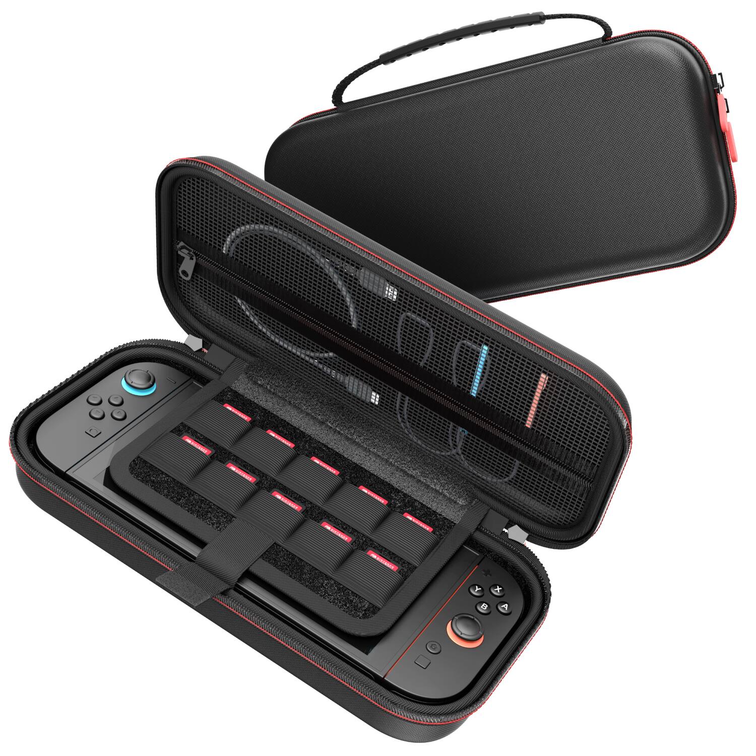 Fosmon - For Nintendo Switch 2 Case, Nintendo Switch 2 Carrying Case with 10 Game Card Slots, Nintendo Switch 2 Protective Case - Black