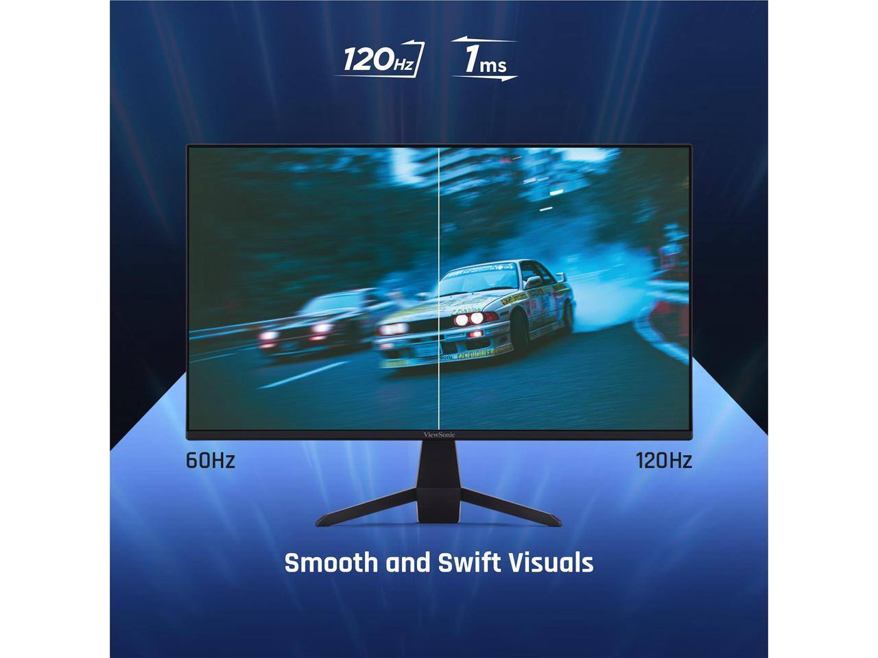 120Hz  
1ms  
DEkR  
Sms  
KCDIDNEL  
ViewSonic  
60Hz  
120Hz  
Smooth and Swift Visuals