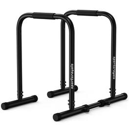 Sportsroyals - Adjustable Dip Bar Station, Heavy Duty Parallette & Parallel Bars, 400LBS Stable Dip Stands for Home Gym - black-single-sided connection base