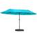 Front. Outsunny - Umbrella, 15' Steel Rectangular Outdoor Double Sided Market Umbrella with Base - Blue.
