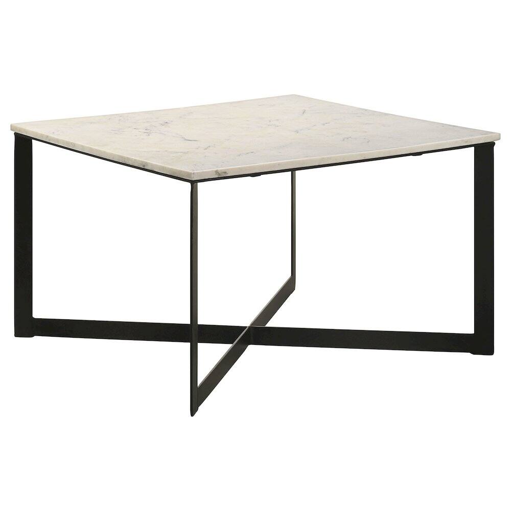 Coaster Co. of America - Tobin Square Marble Top Coffee Table and Black - White