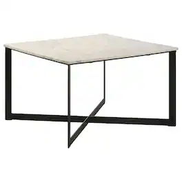 Coaster Co. of America - Tobin Square Marble Top Coffee Table and Black - White