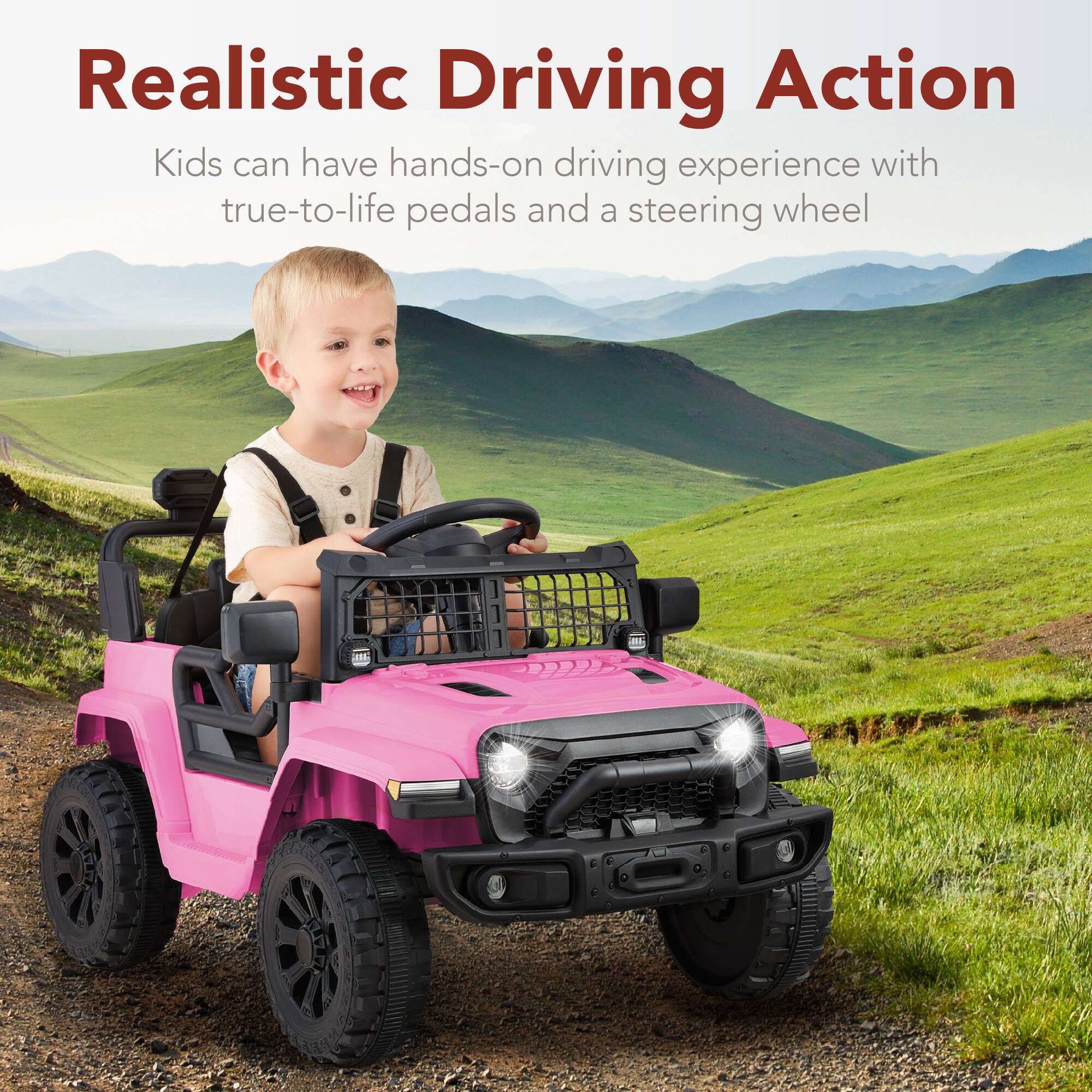 Realistic Driving Action

Kids can have hands-on driving experience with true-to-life pedals and a steering wheel.
