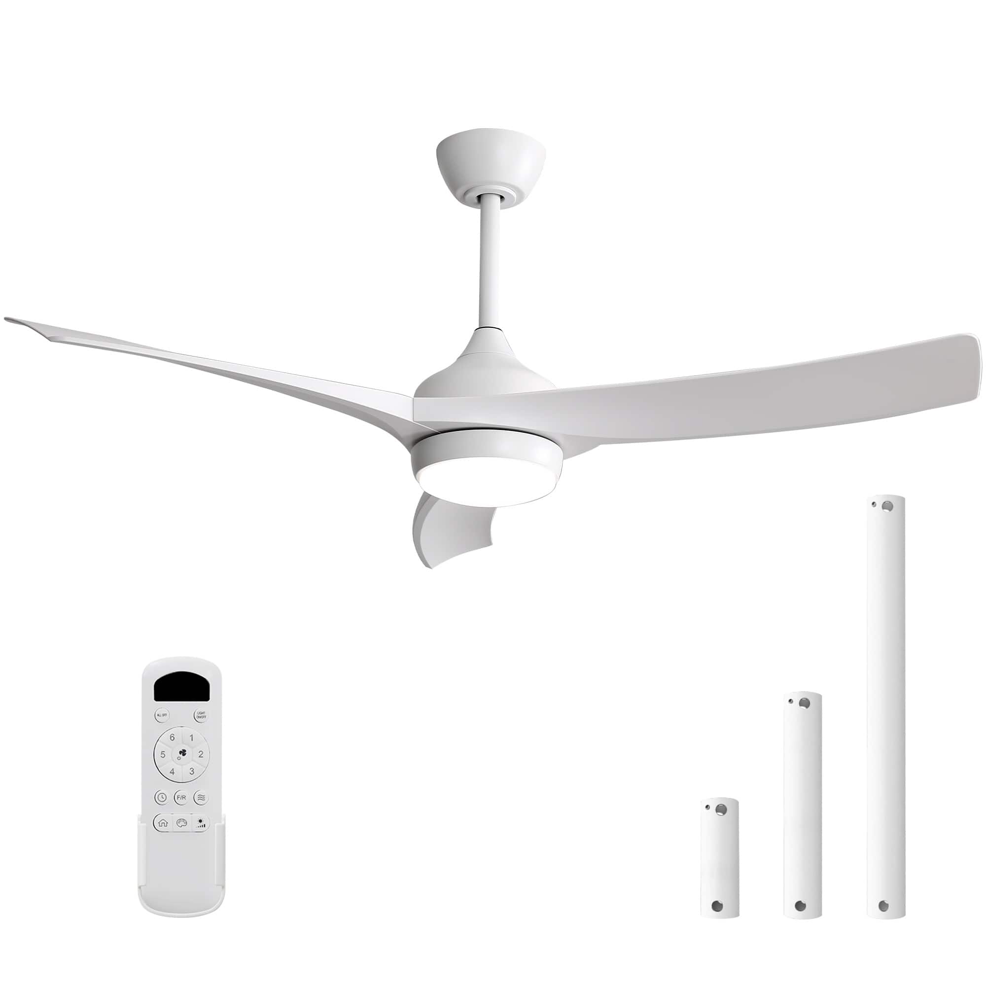 Sofucor - 52 Inch Outdoor Ceiling Fans with Lights & Remote Control High Airflow 6000CFM Reversible for Bedroom Living Room Patios - Standard - White