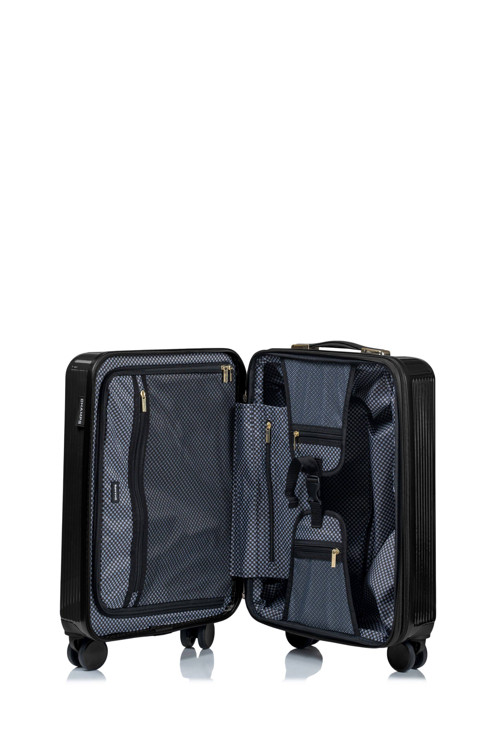 Back. Champs - Luxe 3-Piece Hardside Luggage Set - Black.