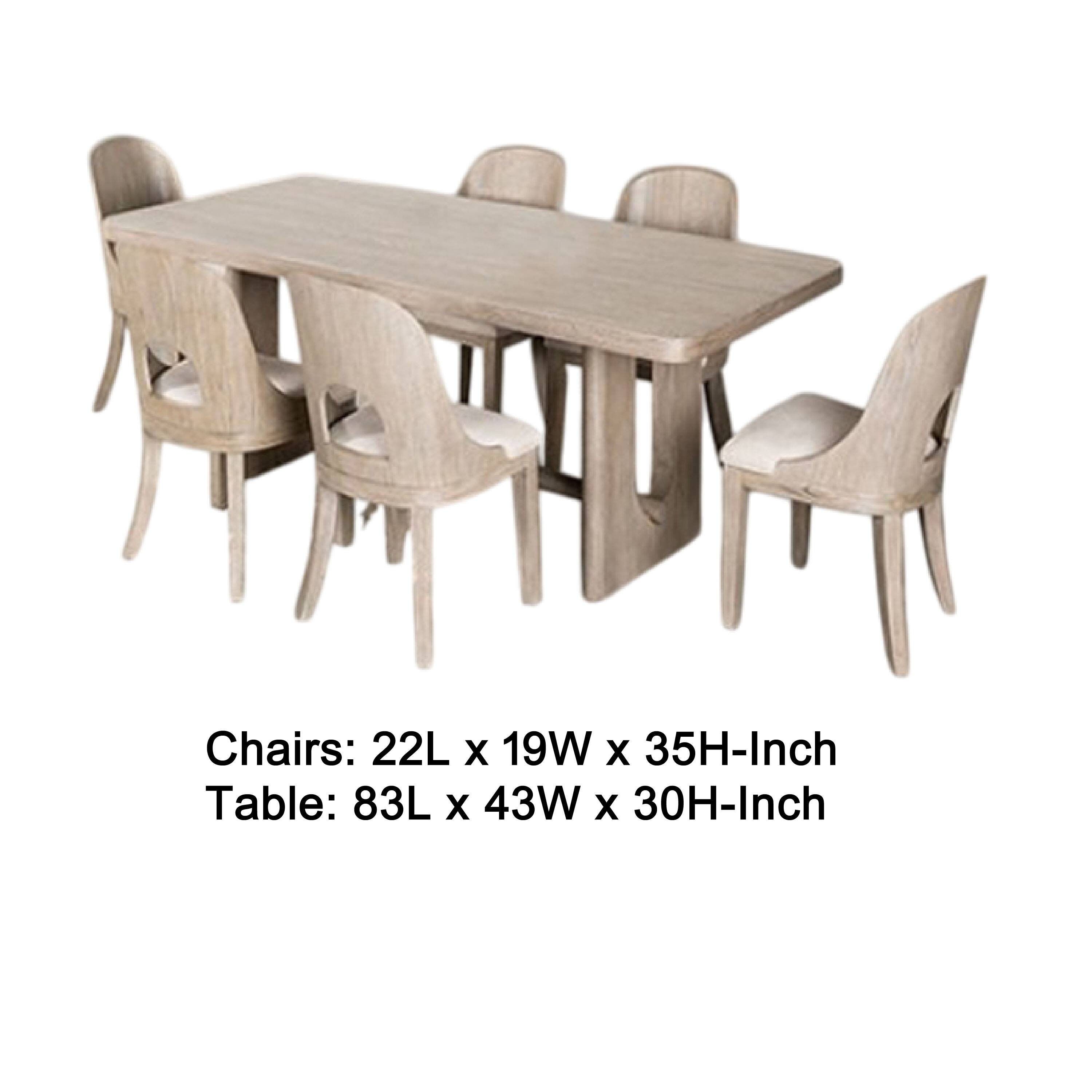 Chairs: 22L x 19W x 35H-Inch  
Table: 83L x 43W x 30H-Inch