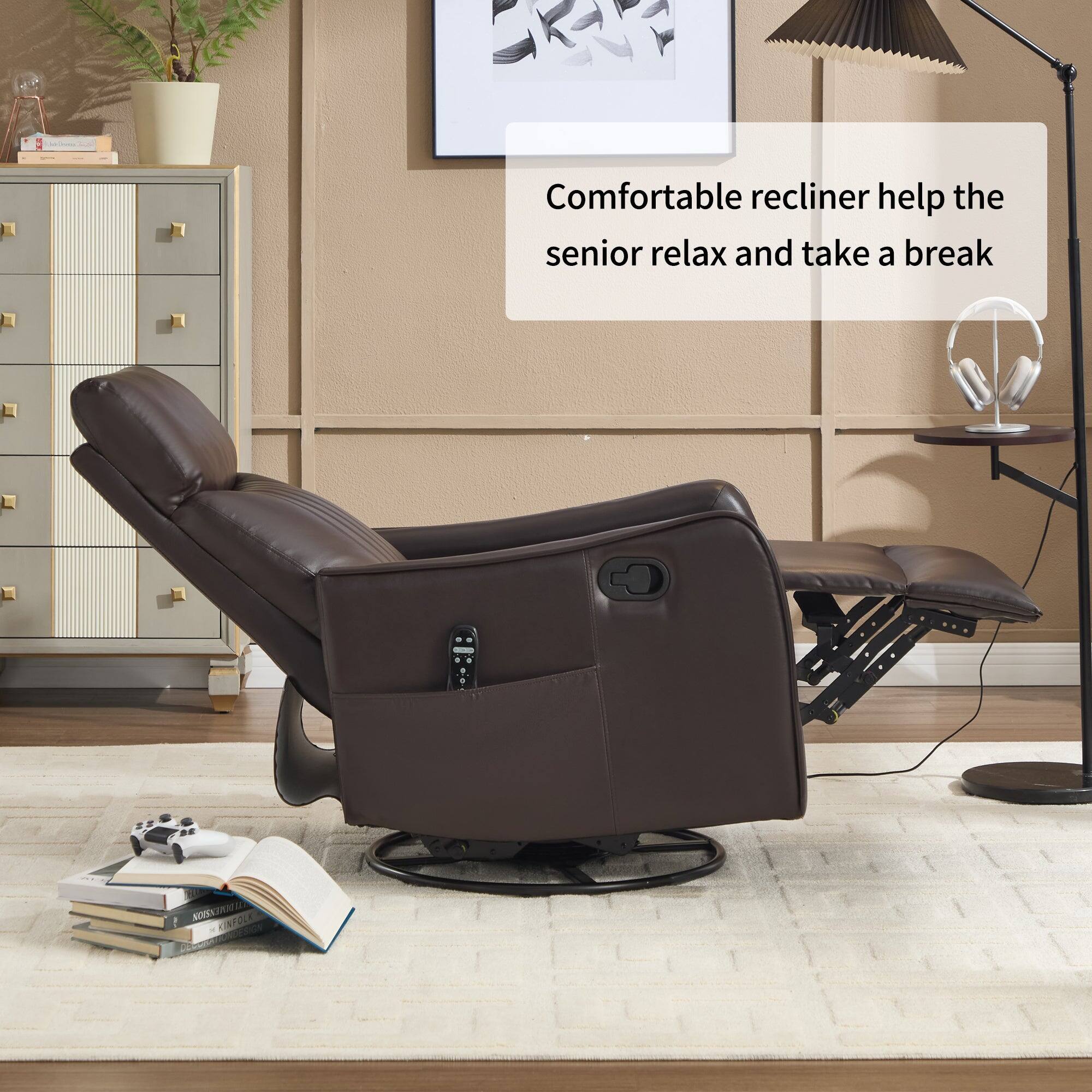 Comfortable recliner help the senior relax and take a break
