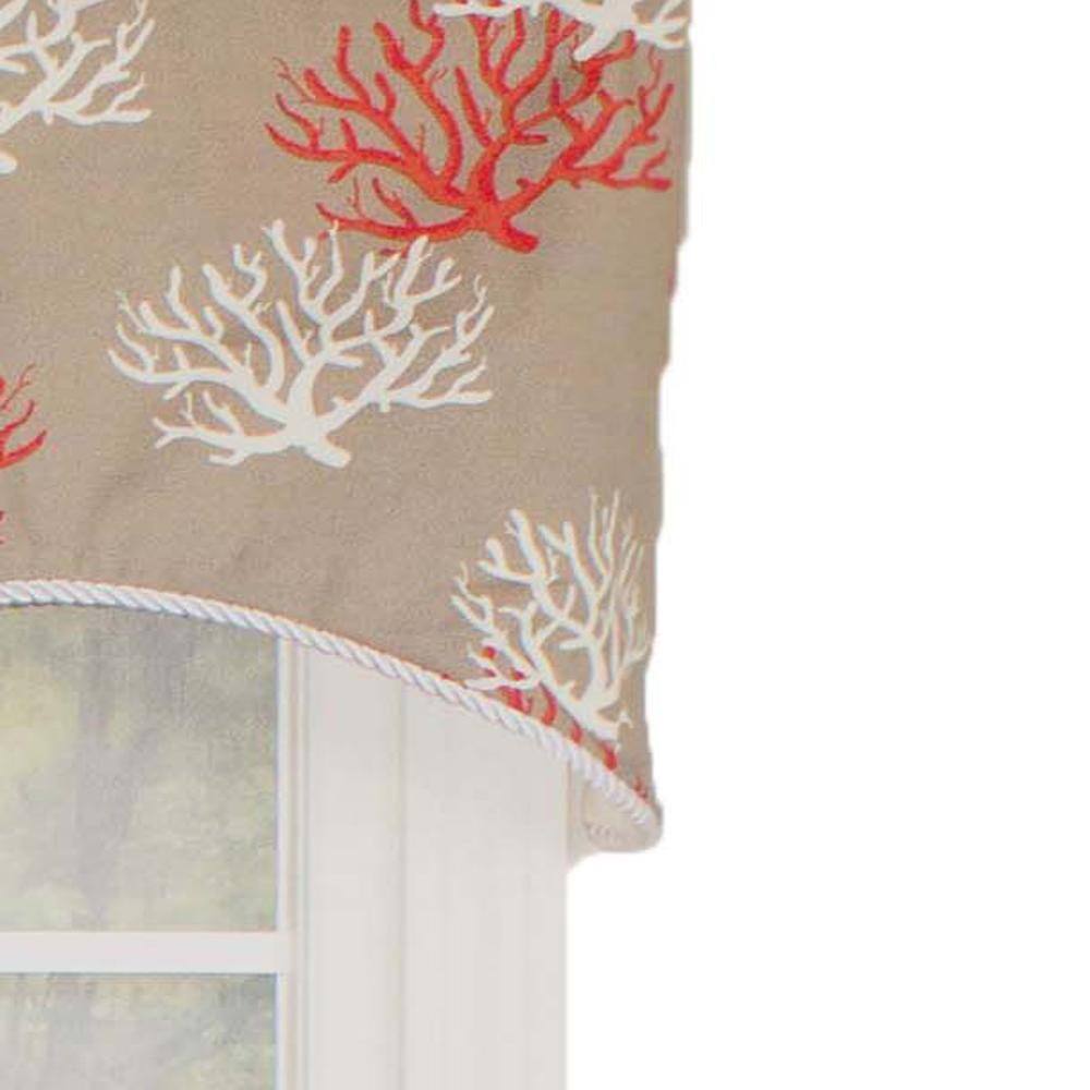 Left. RLF Home - RLF Home Sea Coral Cornice All Season 3" Rod Pocket Valance 50" x 17" Red - Red.