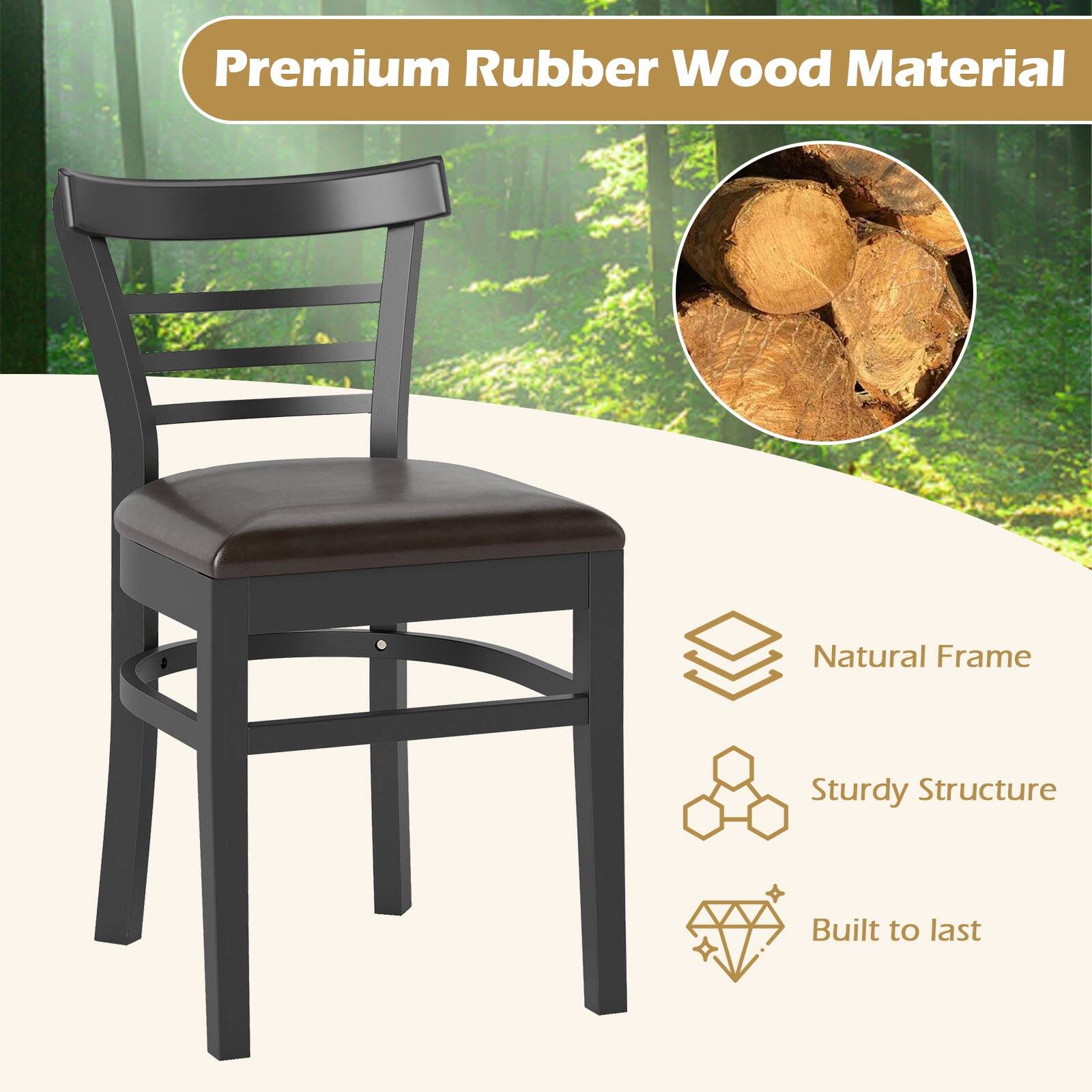 Premium Rubber Wood Material

- Natural Frame
- Sturdy Structure
- Built to Last
