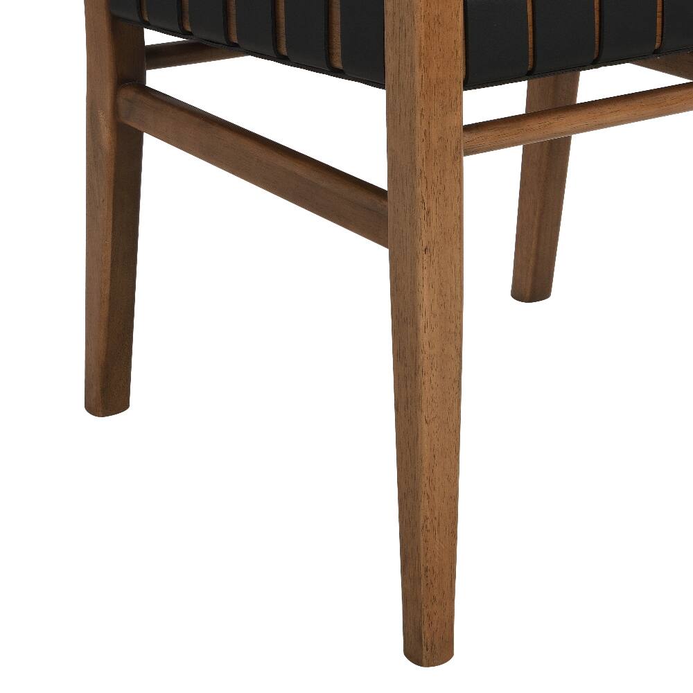 Alt View 9. Loheer - Loheer PU Leather Dining Chairs Set of 2 Industrial Modern Rubberwood Black - Black.