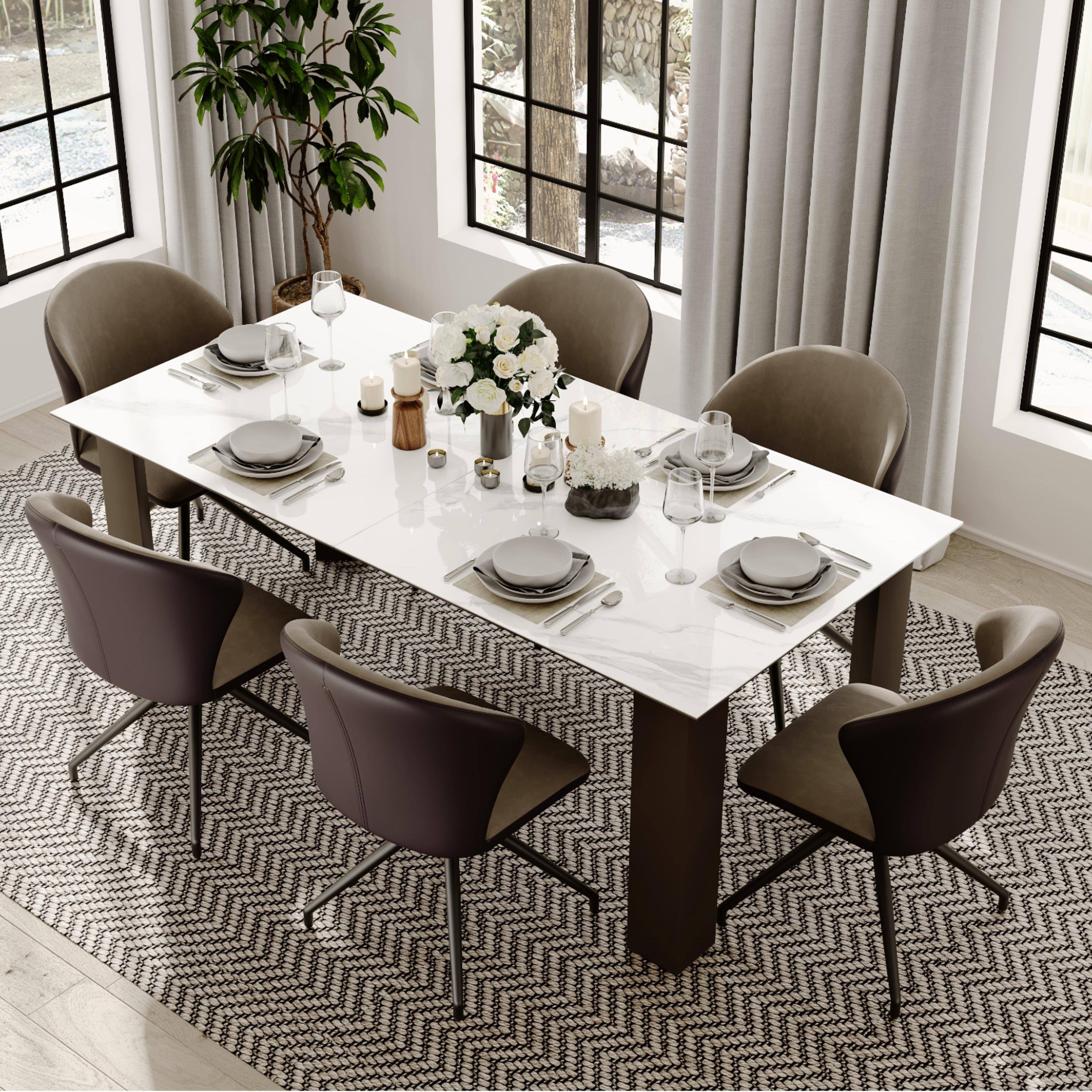 Angle. POVISON - Modern Upholstered Dining Chairs Set of 2, Accent Chairs for Living Room & Bedroom Home Office Chairs, Coffee & Brown - Coffee & Brown.