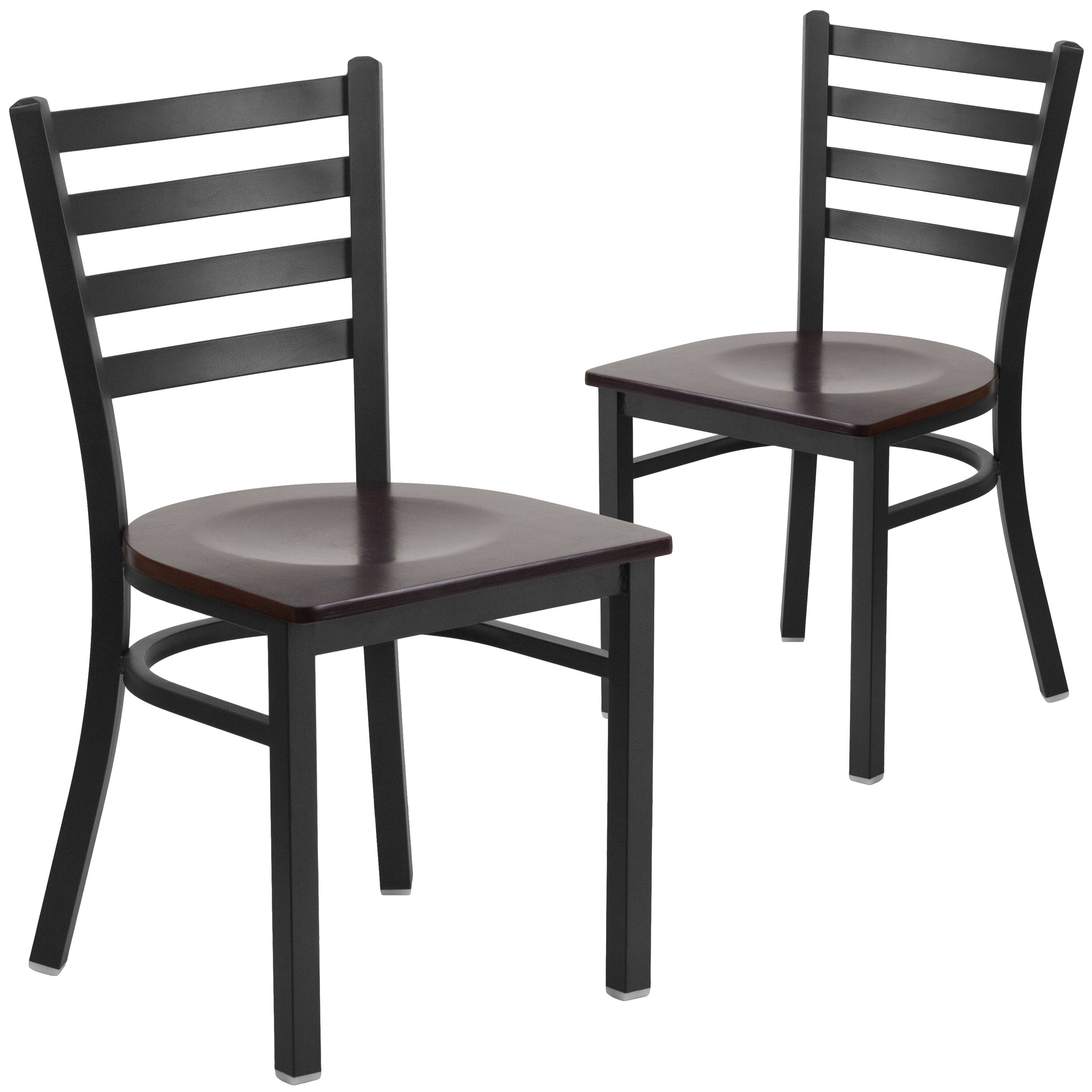 Walnut Wood Seat/Black Metal Frame