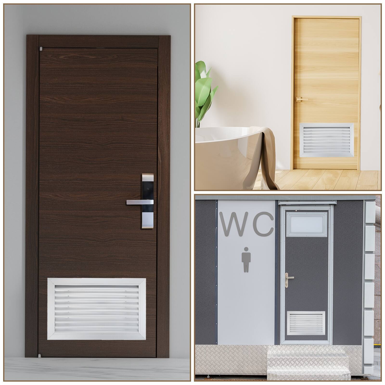 Alt View 4. Unique Bargains - 20" x 8" Door Air Vent Cover, Anodized Aluminum Alloy Louvered Grille Guard for Cabinet Wardrobe Door - Black.