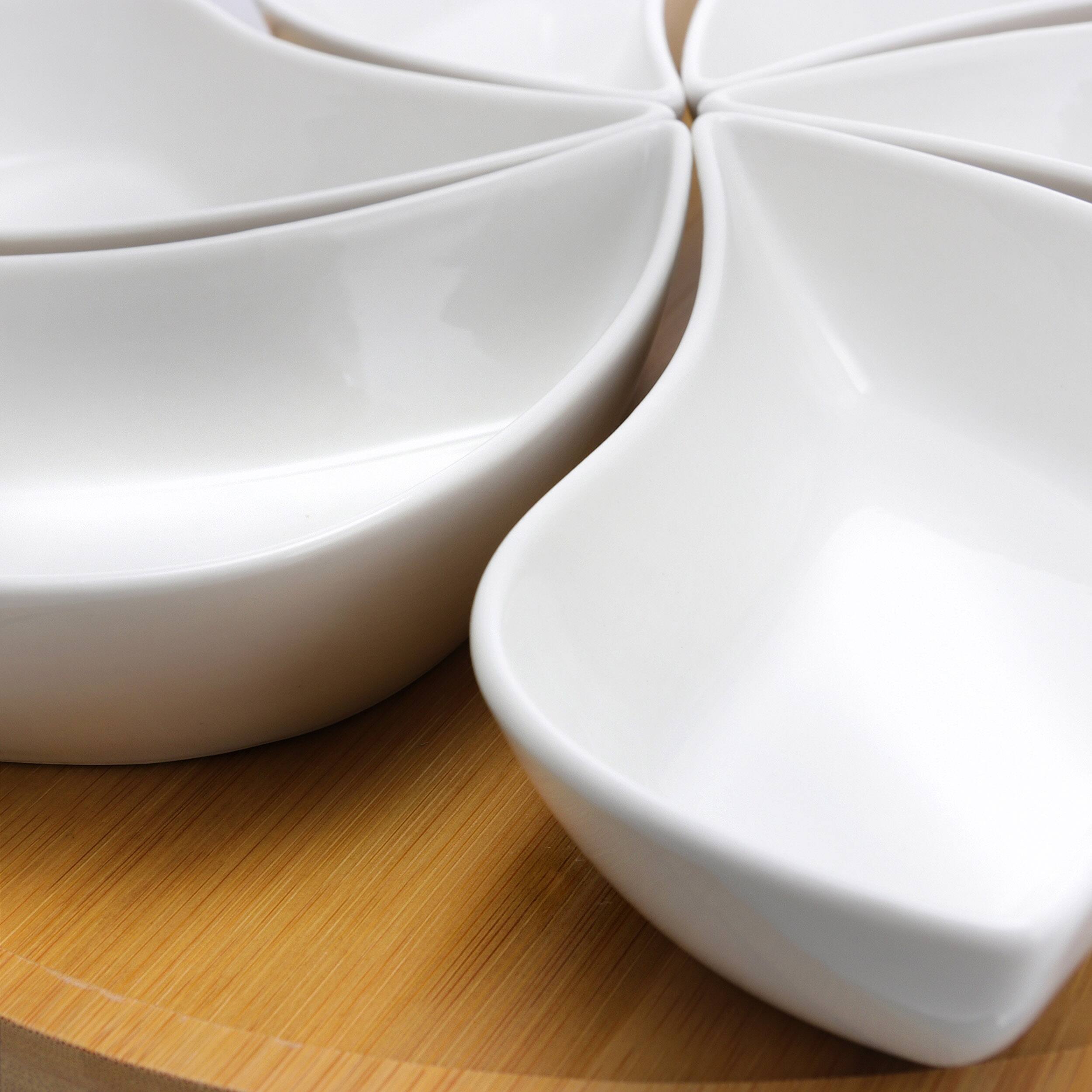 Left. Elama - Elama Signature Modern 13.5 Inch 7pc Bamboo Lazy Susan Appetizer and Condiment Server Set 6 Serving Dishes - Brown.