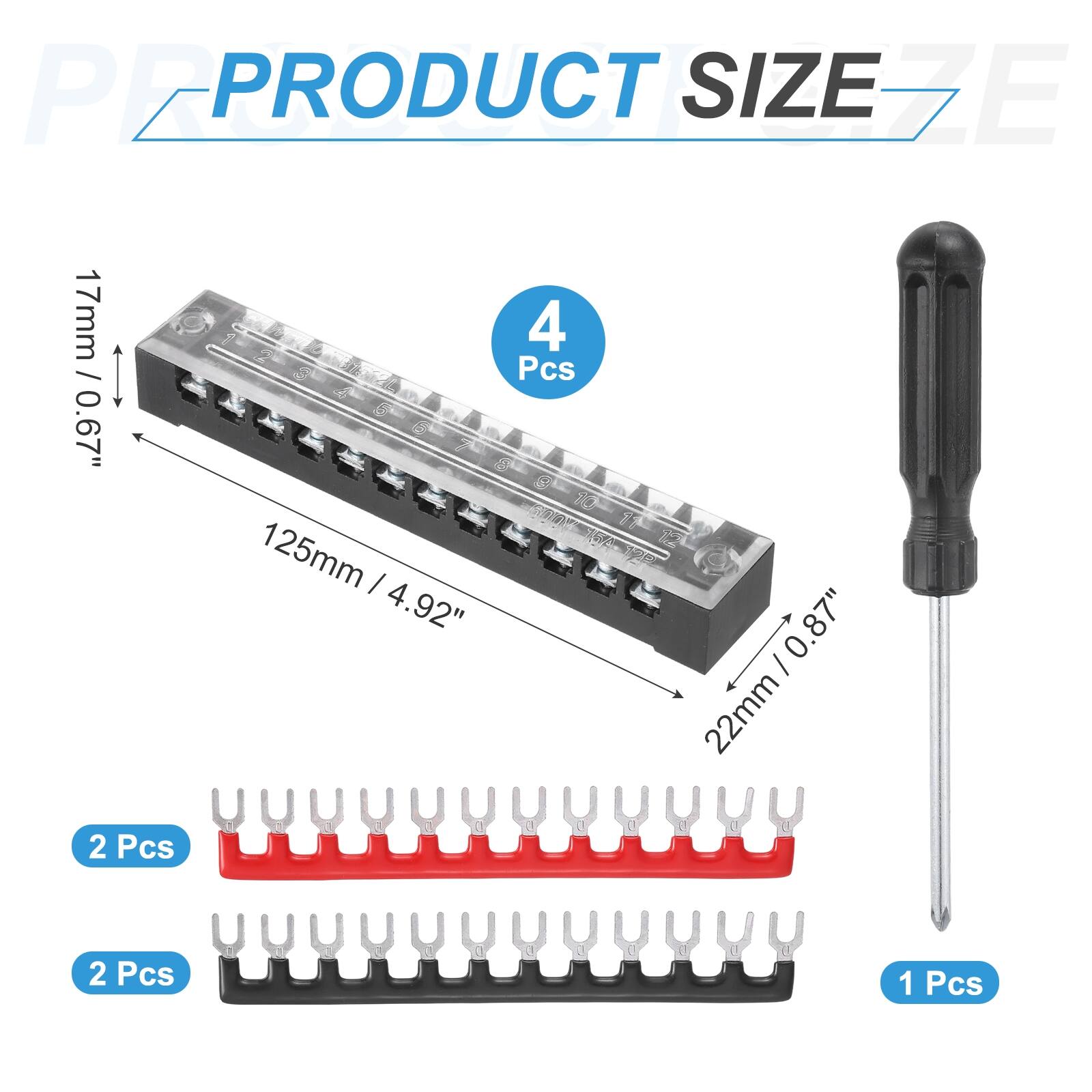 PRODUCT SIZE

17mm / 0.67"  
125mm / 4.92"  
22mm / 0.87"  

4 Pcs  
2 Pcs  
2 Pcs  
1 Pcs