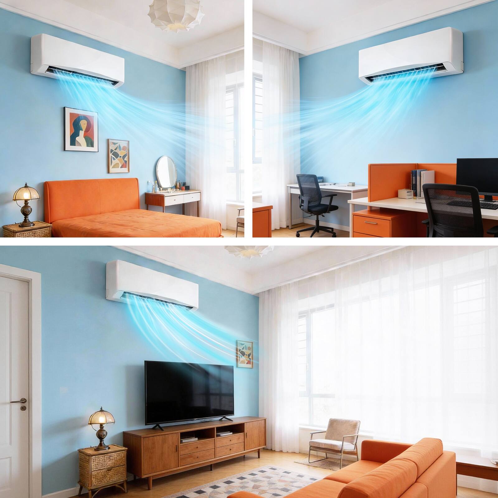 Alt View 7. DEMULLER - 9000 BTU Mini 4-in-1 Split Air Conditioner & Heater, 17 SEER2 115V Inverter System with Heat Pump - White.