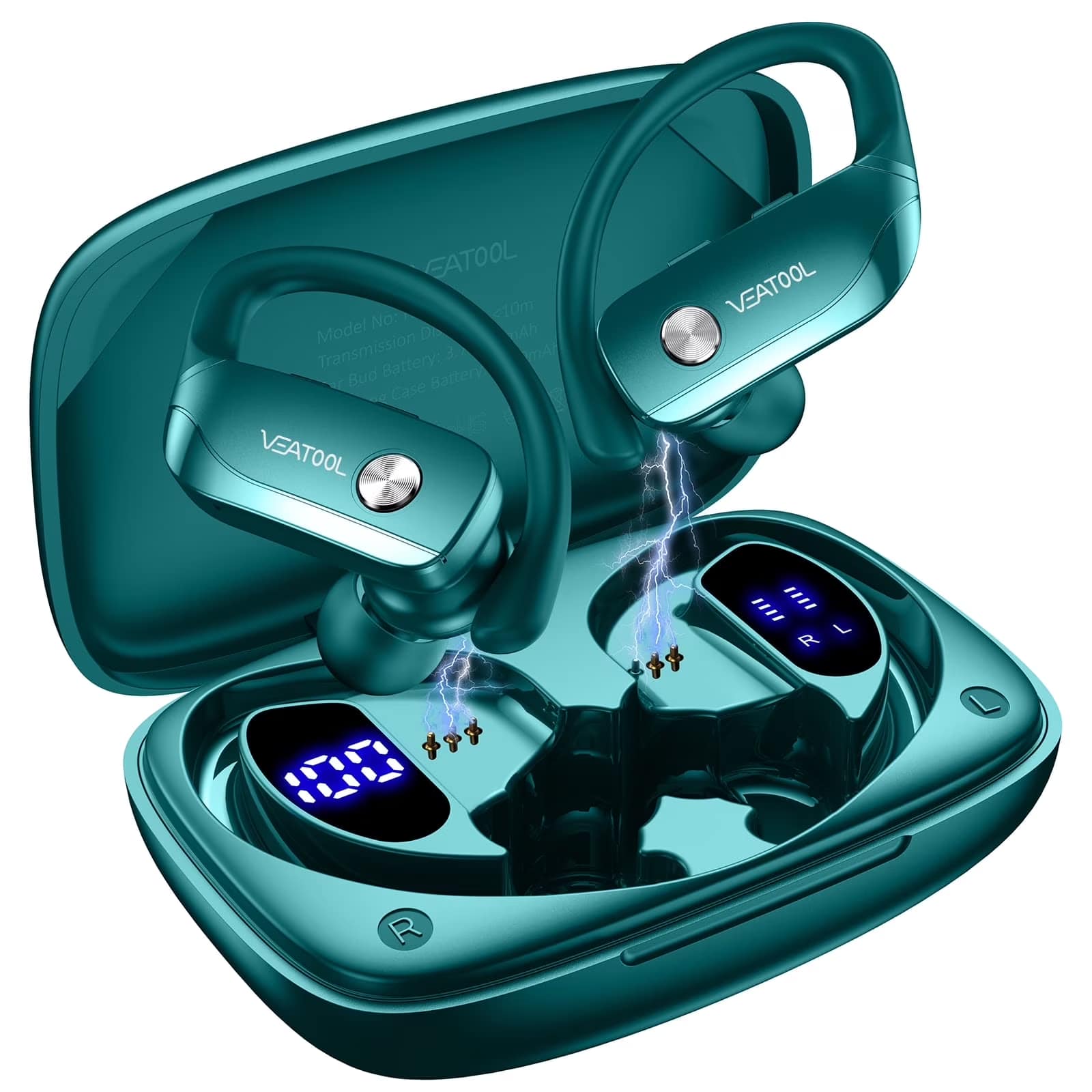VEAT00L - VEATOOL T6 Wireless Earbuds Bluetooth Headphone Sport, Bluetooth 5.4 Earbud, 72Hrs Earphone with Earhook - 绿色
