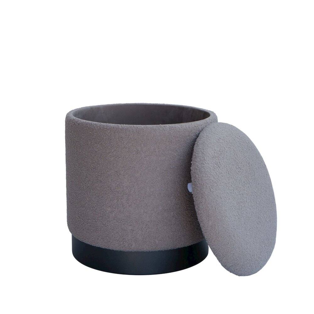 Alt View 1. Carolina Chair & Table - Handwoven Hephaestus Silver Boucle Storage Ottoman - Silver.