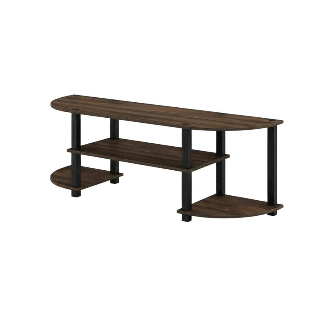 FurniFact - Walnut and Black TV Stand with Wide Surface and Storage Compartments - Brown Black