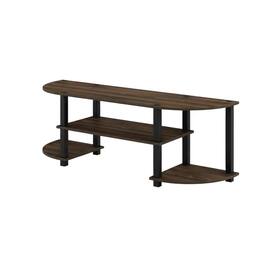 FurniFact - Walnut and Black TV Stand with Wide Surface and Storage Compartments - Brown Black