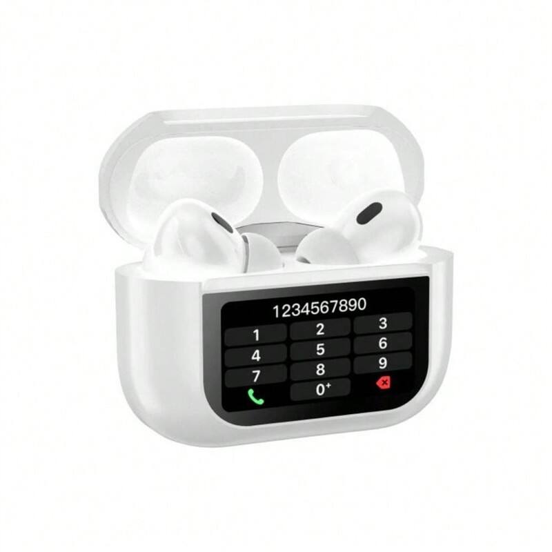 Alt View 1. SKRAN - Touch Screen Bluetooth Earbuds - LED Full Color Touchscreen Wireless Earphones, ANC+ENC Denoise,13 Switchable Interfaces - White.