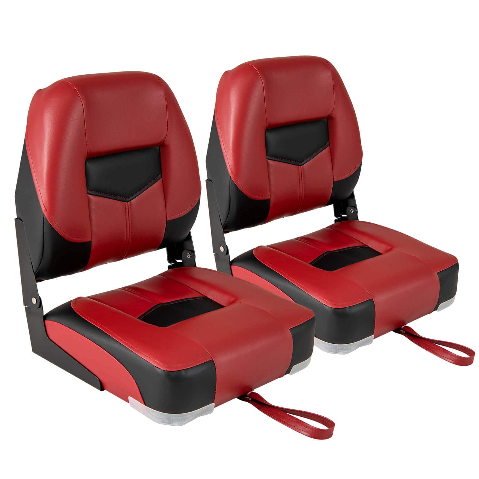 Costway - Set of 2 Low Back Boat Seat Folding Fishing Boat Seat Stainless Steel Screws Included - Red