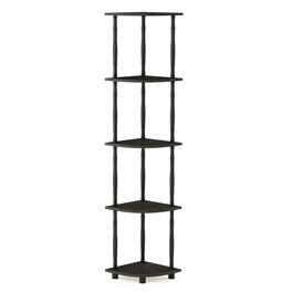 Furinno - Turn-N-Tube 5 Tier Corner Display Rack Multipurpose Shelving Unit with Classic Tubes, Espresso/Black - Espresso/Black