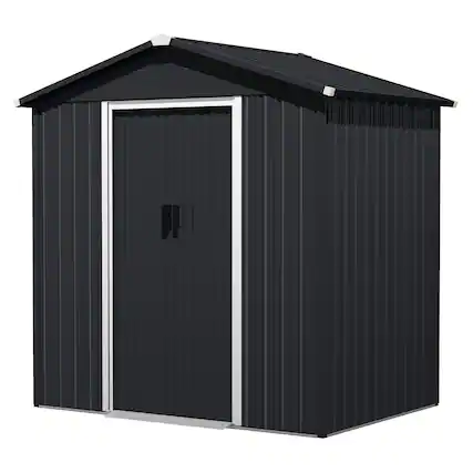 Front. Nuu Garden - 6 x 4 FT Metal Outdoor Backyard Garden Storage Tool Shed with Sliding Doors - Black.