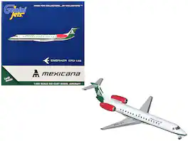 Embraer ERJ-145 Commercial Aircraft "Mexicana de Aviacion" (XA-MBR) White with Green Stripes 1/400 Model by GeminiJets