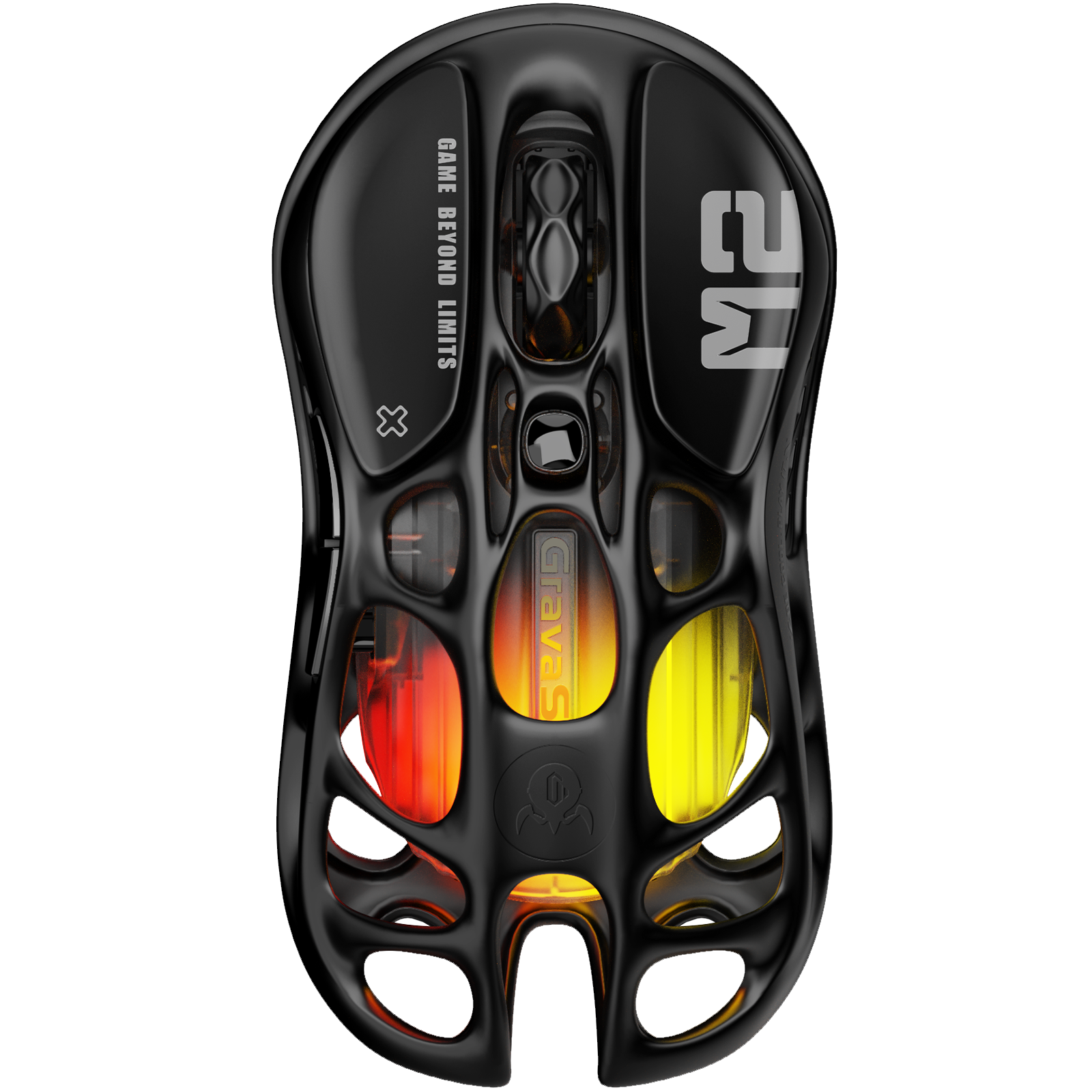 GravaStar - Mercury M2 Wireless RGB Gaming Mouse with 26,000 DPI, PAW3395DM Sensor -79g Lightweight Hollowed - Wireless - Stealth Black