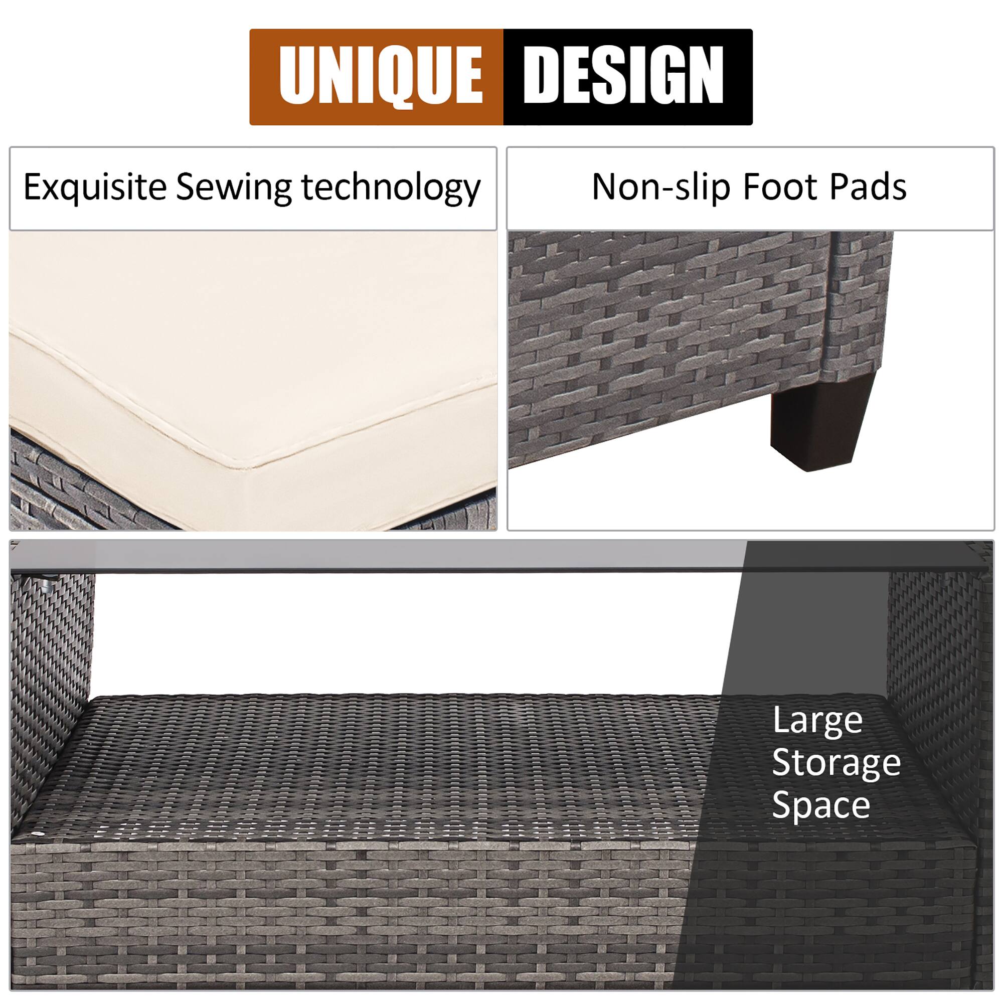 UNIQUE DESIGN

- Exquisite Sewing technology
- Non-slip Foot Pads
- Large Storage Space