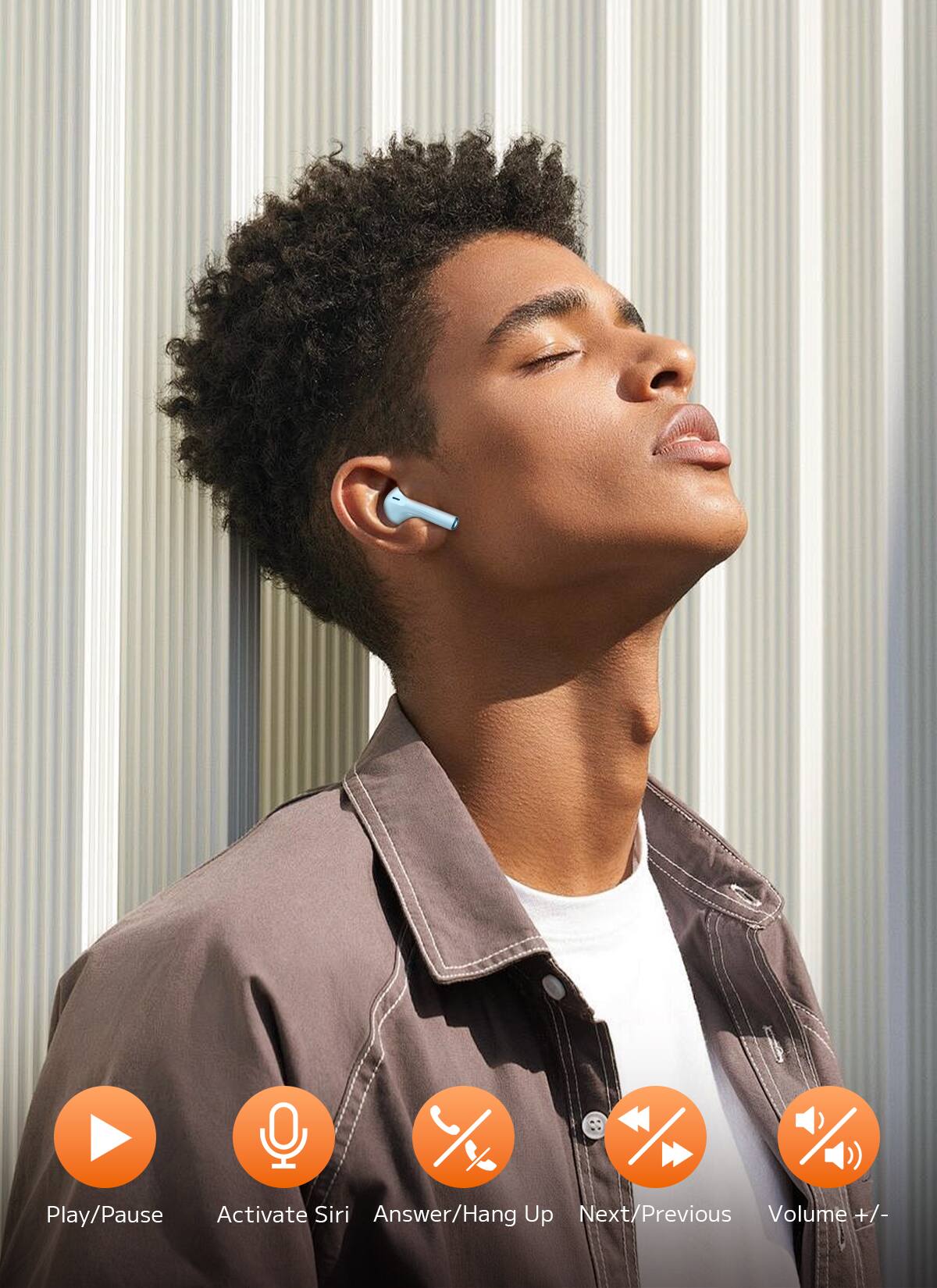 Play/Pause  
Activate Siri  
Answer/Hang Up  
Next/Previous  
Volume +/-