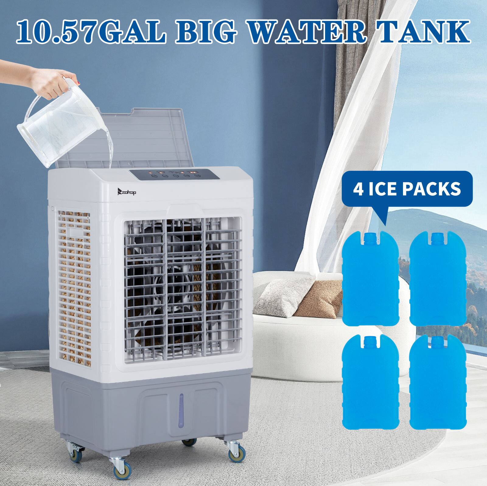 10.57 GAL BIG WATER TANK  
4 ICE PACKS