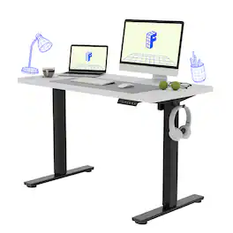FlexiSpot - E2 48''W Electric Adjustable Standing Desk Chipboard, /Black - White